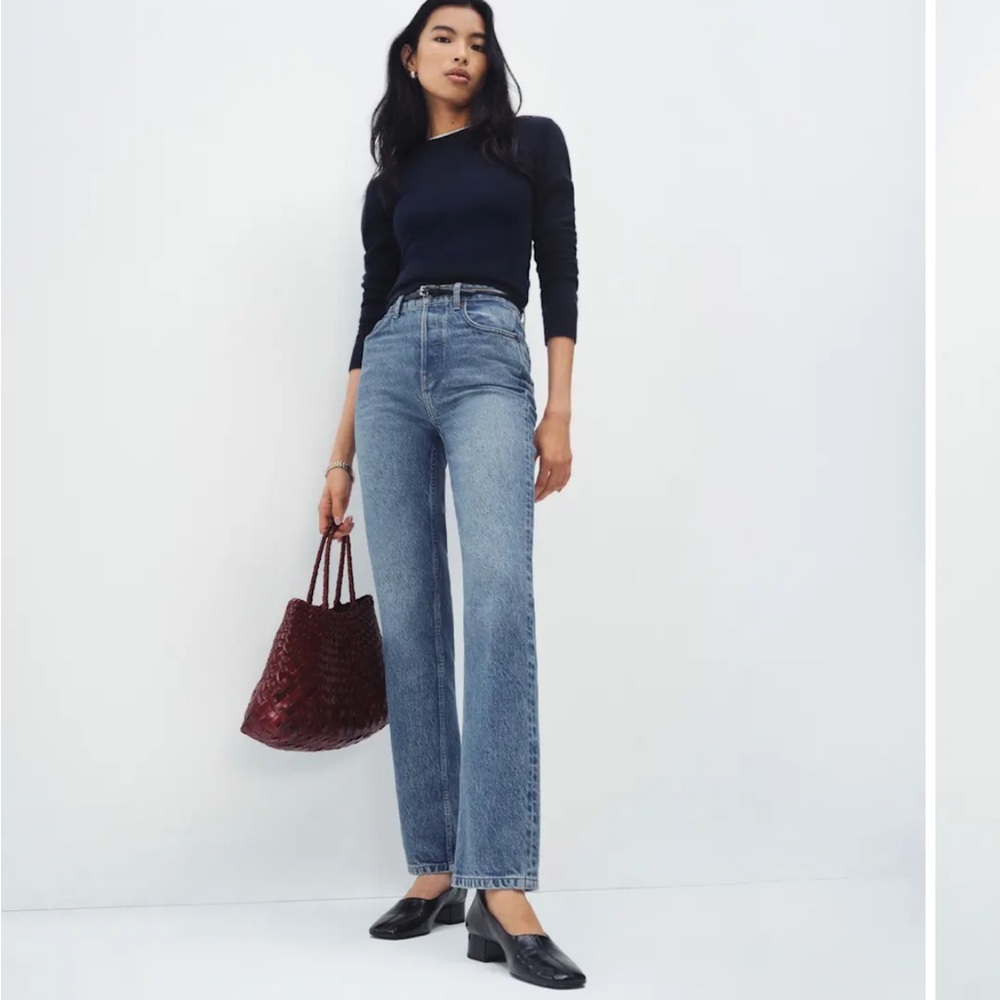 Reformation Straight Leg Jeans in Light Blue Denim